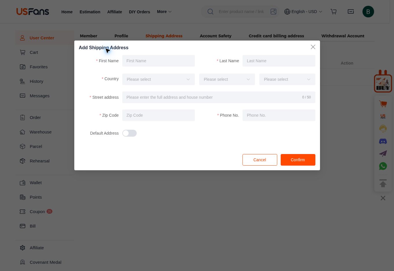 Add Shipping Address