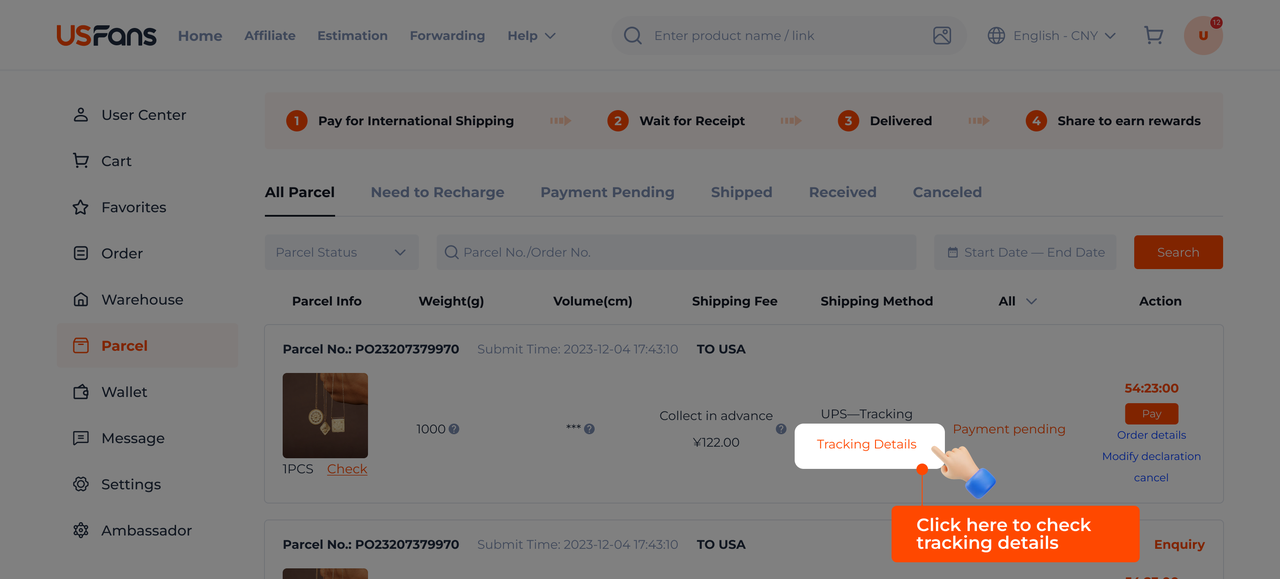 Track the dispatched parcel